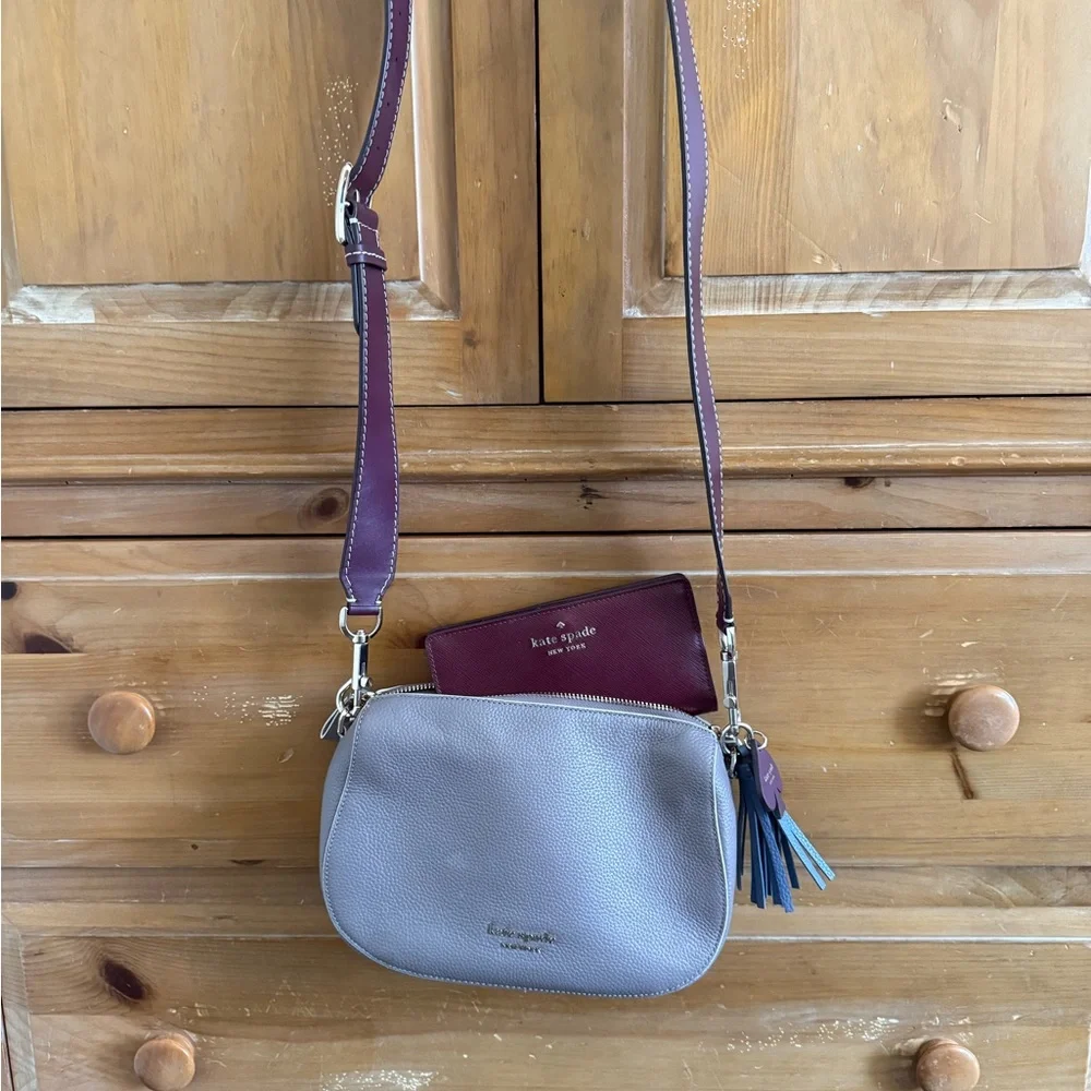 Kate Spade Crossbody Bag in Gray and Burgundy - Picture 1 of 5